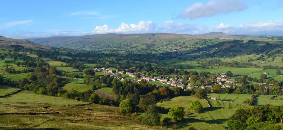 View of West Burton, nestled among the surrounding hills